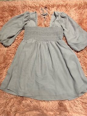 Forever 21 Light Purple Smocked Puff-Sleeve Mini Dress